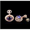 Image 2 : 14KT Rose Gold 4.26 ctw Tanzanite and Diamond Earrings