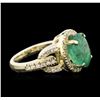 Image 2 : 14KT Yellow Gold 2.84 ctw Emerald and Diamond Ring