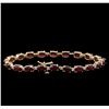 Image 2 : 14.00 ctw Ruby and Diamond Bracelet - 14KT Yellow Gold