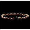 Image 3 : 14.00 ctw Ruby and Diamond Bracelet - 14KT Yellow Gold