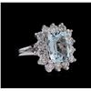 Image 1 : 14KT White Gold 3.96 ctw Aquamarine and Diamond Ring