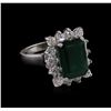 Image 1 : 4.36 ctw Emerald and Diamond Ring - 14KT White Gold