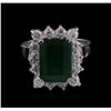 Image 2 : 4.36 ctw Emerald and Diamond Ring - 14KT White Gold