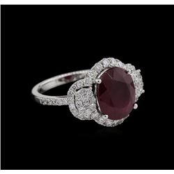 5.00 ctw Ruby and Diamond Ring - 14KT White Gold