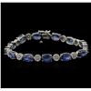Image 1 : 20.41 ctw Blue Sapphire and Diamond Bracelet - 14KT White Gold