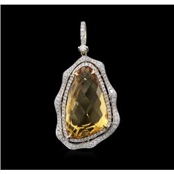 20.26 ctw Citrine and Diamond Pendant - 14KT Yellow Gold