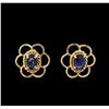 Image 1 : 1.00 ctw Blue Sapphire and Diamond Earrings - 14KT Yellow Gold