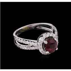 GIA Certified 1.48 ctw Ruby and Diamond Ring - 18KT White Gold