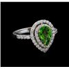 Image 1 : 1.43 ctw Tsavorite and Diamond Ring - 18KT White Gold