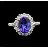 Image 2 : 3.03 ctw Tanzanite and Diamond Ring - 14KT White Gold