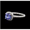 Image 2 : 14KT White Gold 1.11 ctw Tanzanite and Diamond Ring