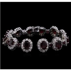 14KT White Gold 20.28 ctw Ruby and Diamond Bracelet