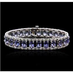 14KT White Gold 22.50 ctw Tanzanite and Diamond Bracelet