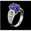 Image 3 : 14KT White Gold 4.10 ctw Tanzanite and Diamond Ring