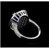 Image 3 : 7.60 ctw Tanzanite and Diamond Ring - 14KT White Gold