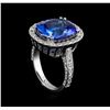 Image 4 : 7.60 ctw Tanzanite and Diamond Ring - 14KT White Gold