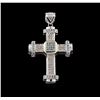 Image 1 : 10KT White Gold 1.94 ctw Diamond Cross Pendant
