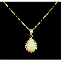 2.15 ctw Opal and Diamond Pendant - 14KT Yellow Gold