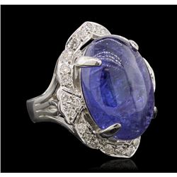 14KT White Gold 13.23 ctw Tanzanite and Diamond Ring