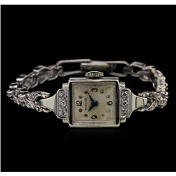Hamilton 14KT White Gold Diamond Ladies Vintage Watch