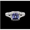 Image 2 : 14KT White Gold 1.44 ctw Tanzanite and Diamond Ring