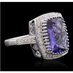 14KT White Gold 5.95 ctw Tanzanite and Diamond Ring