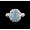 Image 2 : 14KT White Gold 4.59 ctw Chrysoprase and Diamond Ring