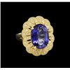 Image 1 : 14KT Yellow Gold 7.38 ctw Tanzanite and Diamond Ring