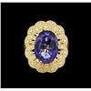 Image 2 : 14KT Yellow Gold 7.38 ctw Tanzanite and Diamond Ring