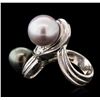 Image 1 : 14KT White Gold Pearl and Diamond Ring