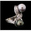 Image 3 : 14KT White Gold Pearl and Diamond Ring