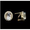 Image 2 : 8.05 ctw Aquamarine and Diamond Earrings - 14KT Yellow Gold