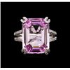 Image 2 : 18.00 ctw Kunzite and Diamond Ring - 18KT White Gold