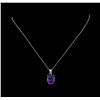 Image 1 : Crayola 8.80 ctw Amethyst Pendant With Chain - 14K White Gold