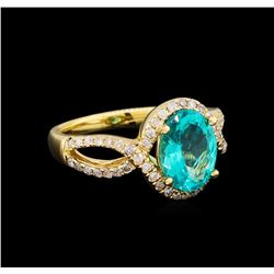 2.49 ctw Apatite and Diamond Ring - 14KT Yellow Gold