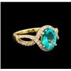 Image 1 : 2.49 ctw Apatite and Diamond Ring - 14KT Yellow Gold