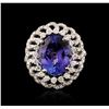 Image 2 : 18KT White Gold 9.02 ctw Tanzanite and Diamond Ring