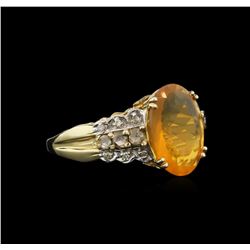 3.59 ctw Opal and Diamond Ring - 14KT Yellow and White Gold