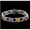 Image 1 : 14KT White Gold 20.04 ctw Multi Gemstone and Diamond Bracelet