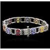 Image 2 : 14KT White Gold 20.04 ctw Multi Gemstone and Diamond Bracelet