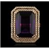 Image 2 : 14KT Rose Gold 14.36 ctw Amethyst and Diamond Ring