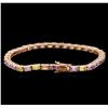 Image 2 : 14KT Rose Gold 12.02 ctw Multicolor Sapphire Bracelet