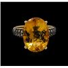 Image 2 : 8.17 ctw Citrine and Diamond Ring - 14KT Yellow Gold