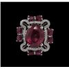 Image 2 : 9.35 ctw Ruby and Diamond Ring - 18KT White Gold