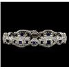 Image 1 : 3.95 ctw Blue Sapphire and Diamond Bracelet - 18KT White Gold