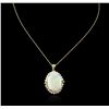 Image 2 : 14KT Yellow Gold 13.65 ctw Opal, Peridot and Diamond Pendant With Chain