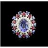 Image 2 : 14KT White Gold 3.58 ctw Tanzanite, Sapphire, Ruby and Diamond Ring