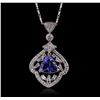 Image 1 : 18KT White Gold 3.61 ctw Tanzanite and Diamond Pendant With Chain