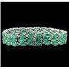 Image 2 : 14KT White Gold 28.09 ctw Emerald and Diamond Bracelet