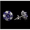 Image 2 : 2.30 ctw Multi Gemstone and Diamond Earrings - 14KT White Gold